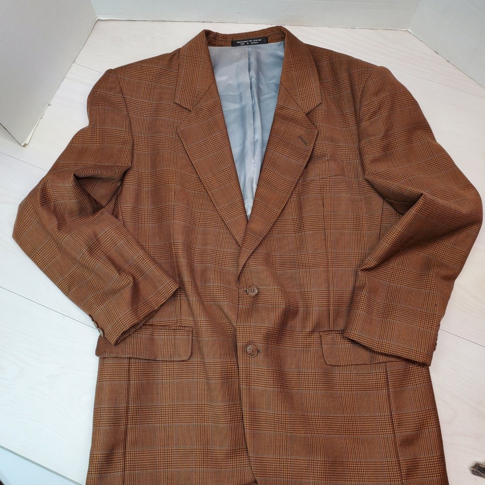 Paul Rodon Couture Zeidler & Zeidler Brown Glen Plaid Wool Blazer 42R Slovakia - Picture 2 of 13